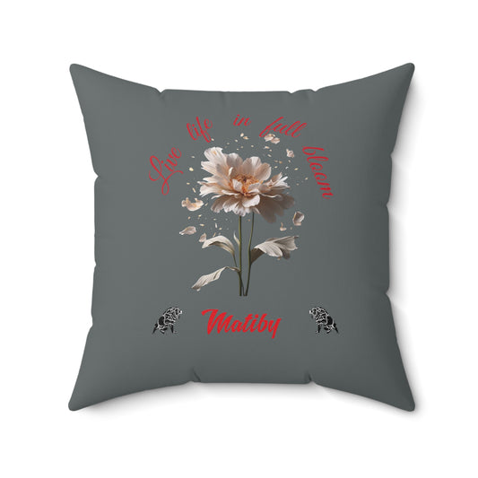 Dark Grey Flower Spun Polyester Square Pillow