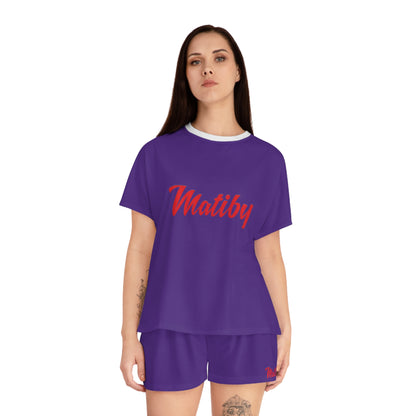 Matiby Women's Purple Short Pajama Set (AOP)