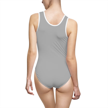 Women's Light Grey Classic One-Piece Swimsuit (AOP)