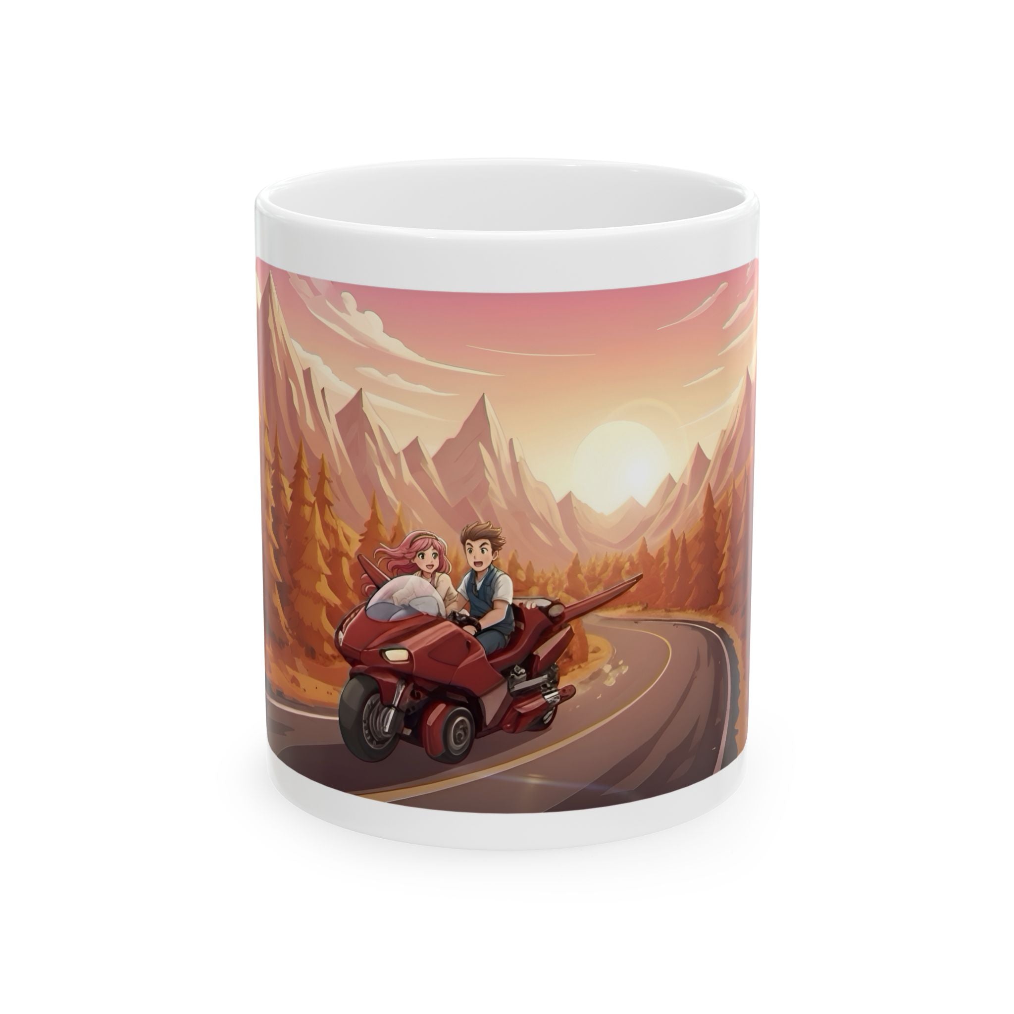Open Road Sunset Vista White Ceramic Mug – Life’s Little Wonders Cup (11oz/15oz)