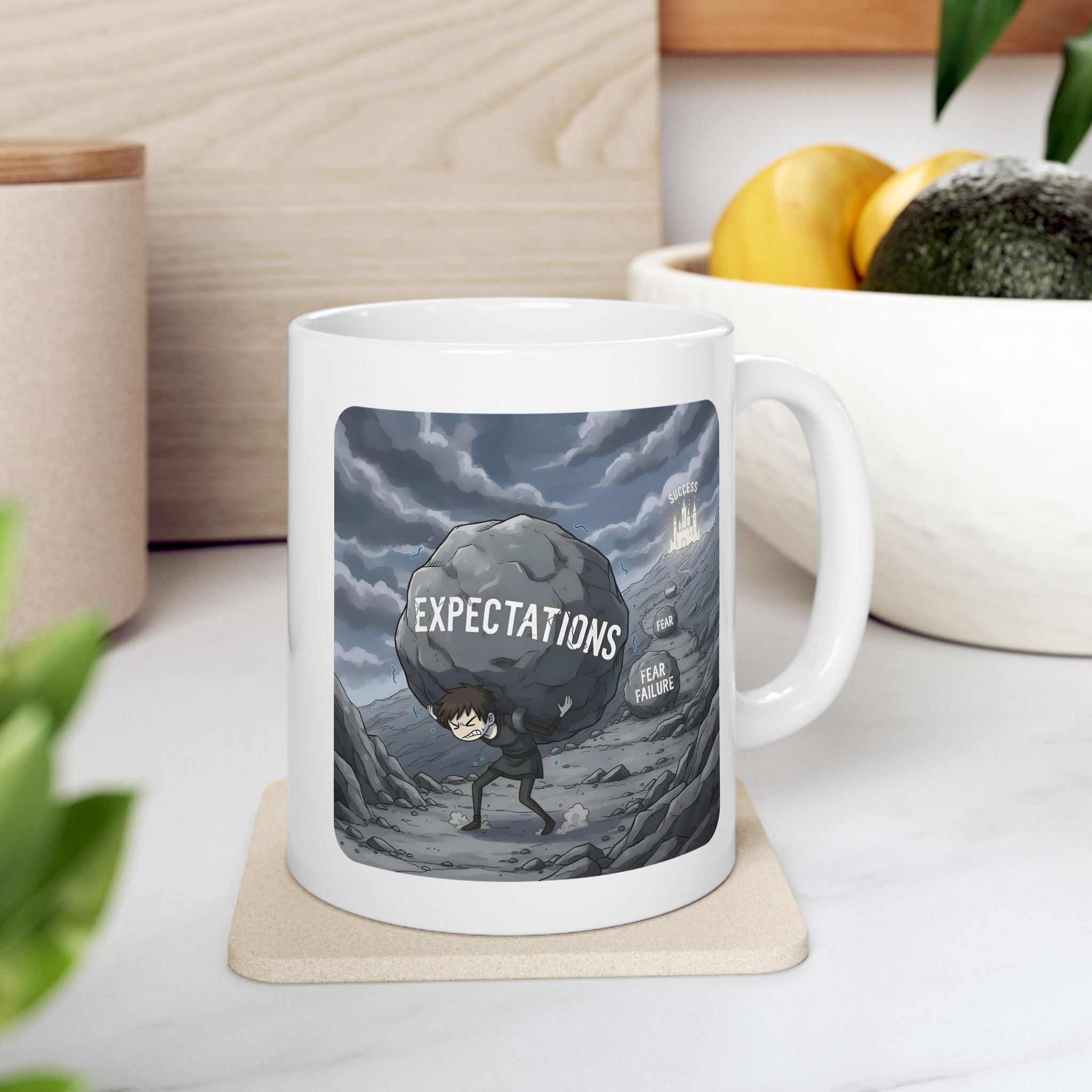 Unbreakable Women Overcoming Expectation White Ceramic Mug, (11oz, 15oz), Disability Resilience Wheelchair Warrior Cup