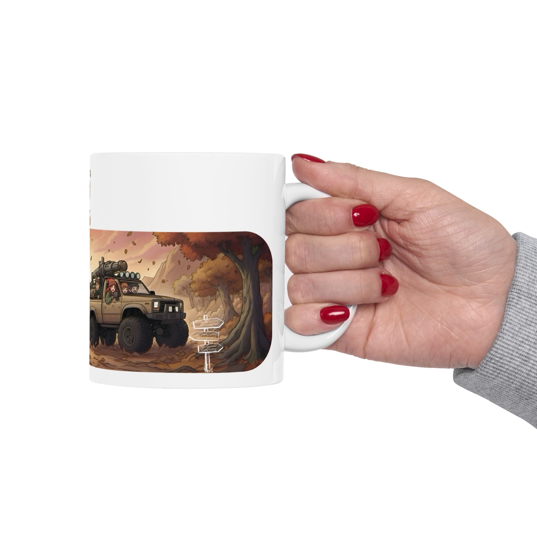 Adventure 4x4 Trucks #38, Sibling Brothers & Sisters On The Move White Ceramic Mug — Find Your Path To The Essentials Cup (11oz & 15oz)