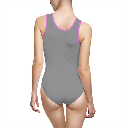 Women's Grey Classic One-Piece Swimsuit (AOP)