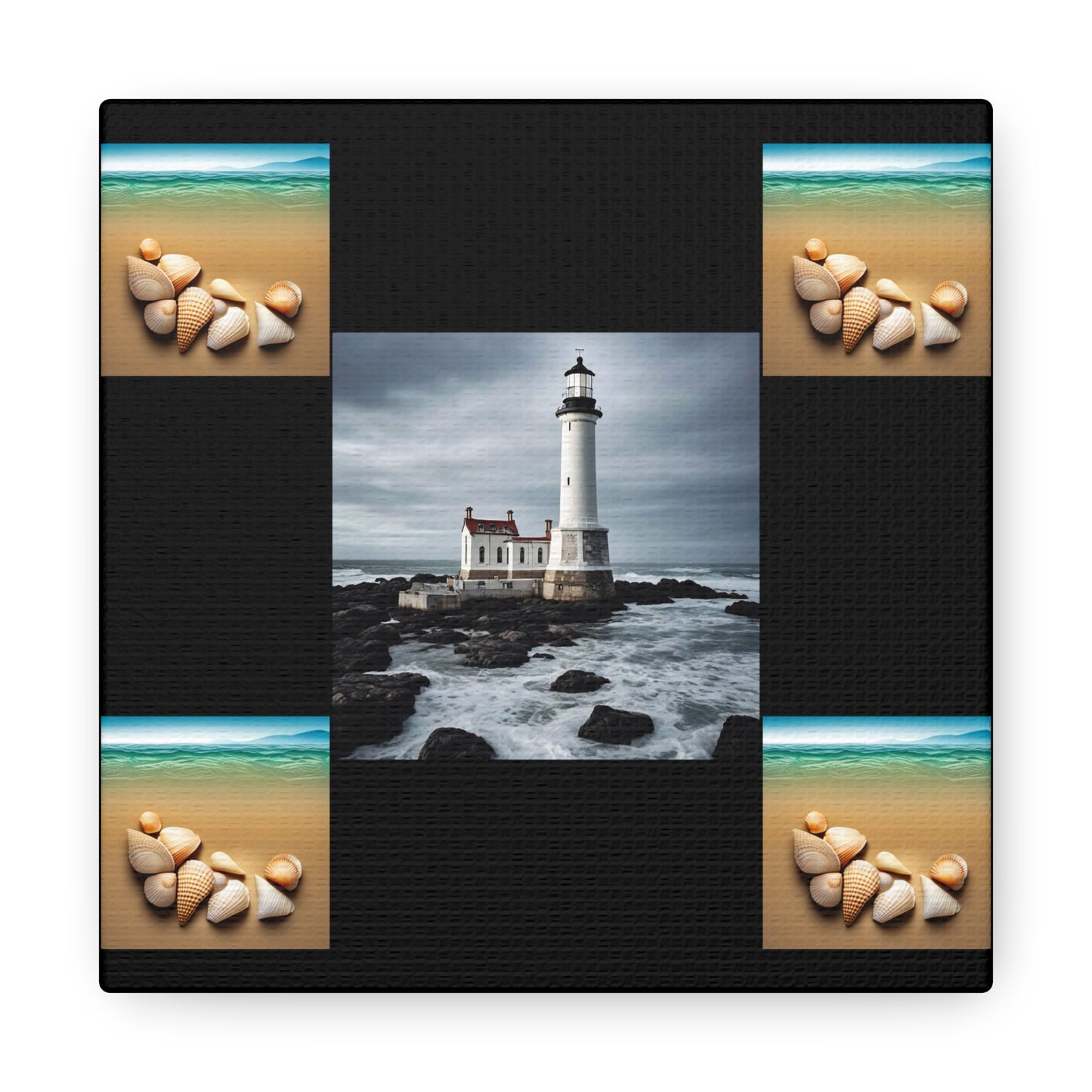 Lighthouse Black Canvas Gallery Wraps