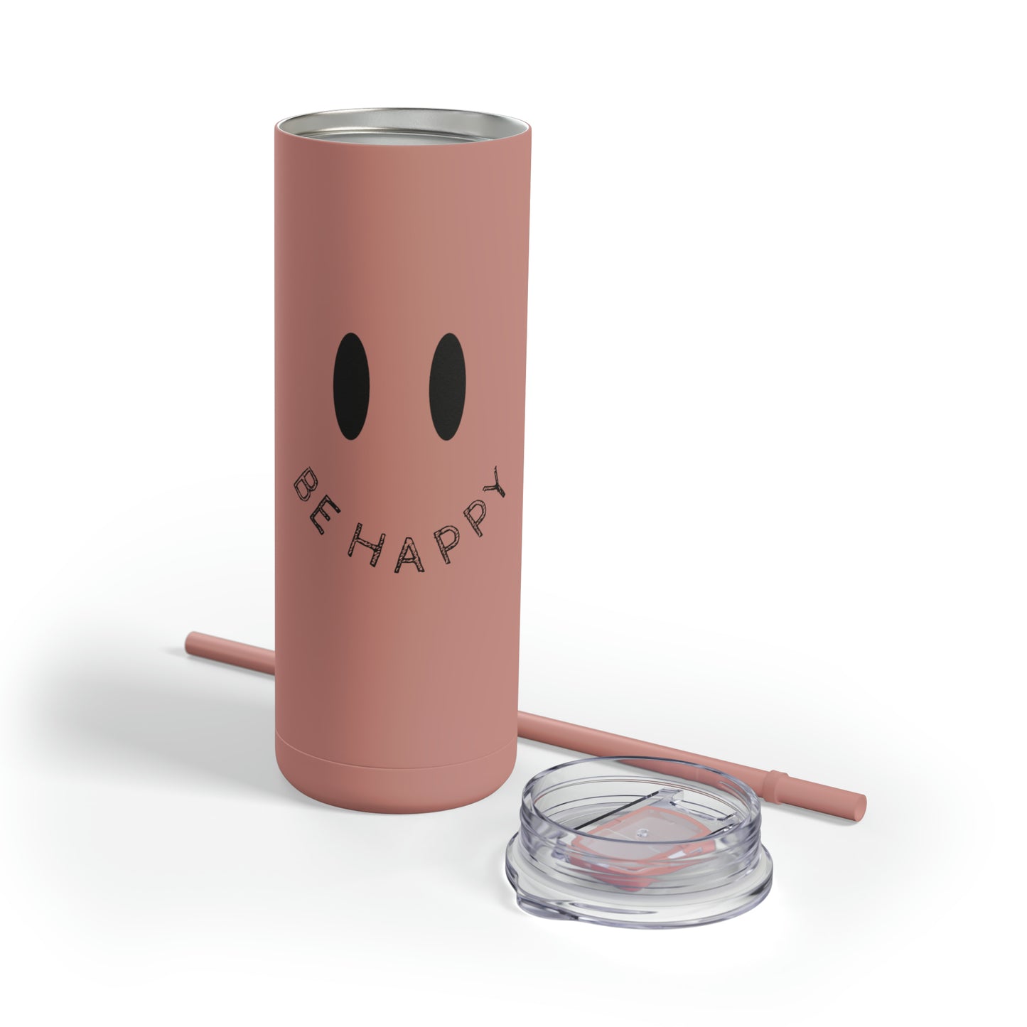 "Be Happy" Smiley Face Maars Maker Skinny Matte Tumbler, 20oz