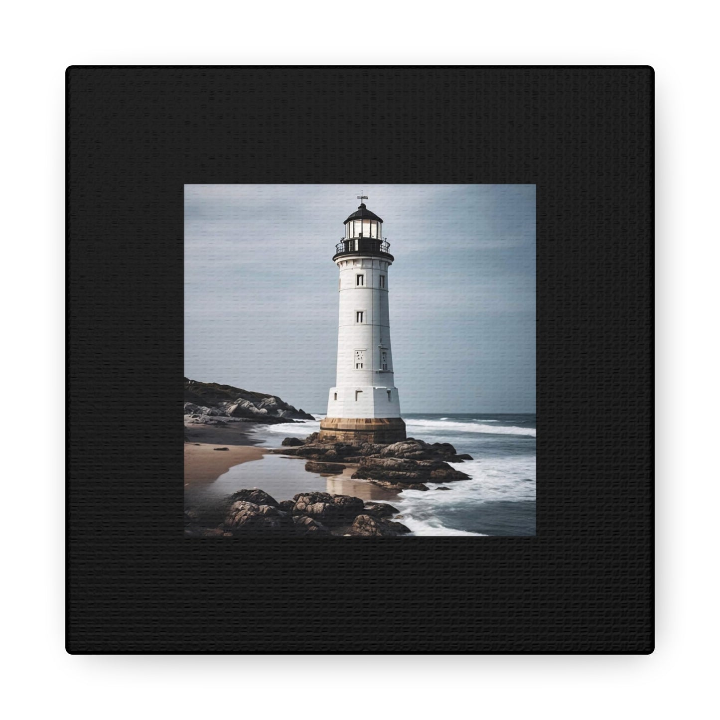 Lighthouse Black Canvas Gallery Wraps