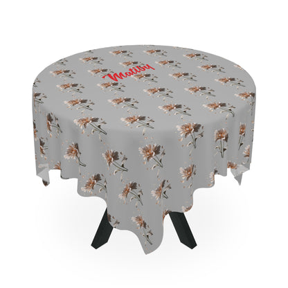 Matiby Light Grey Flower Tablecloth