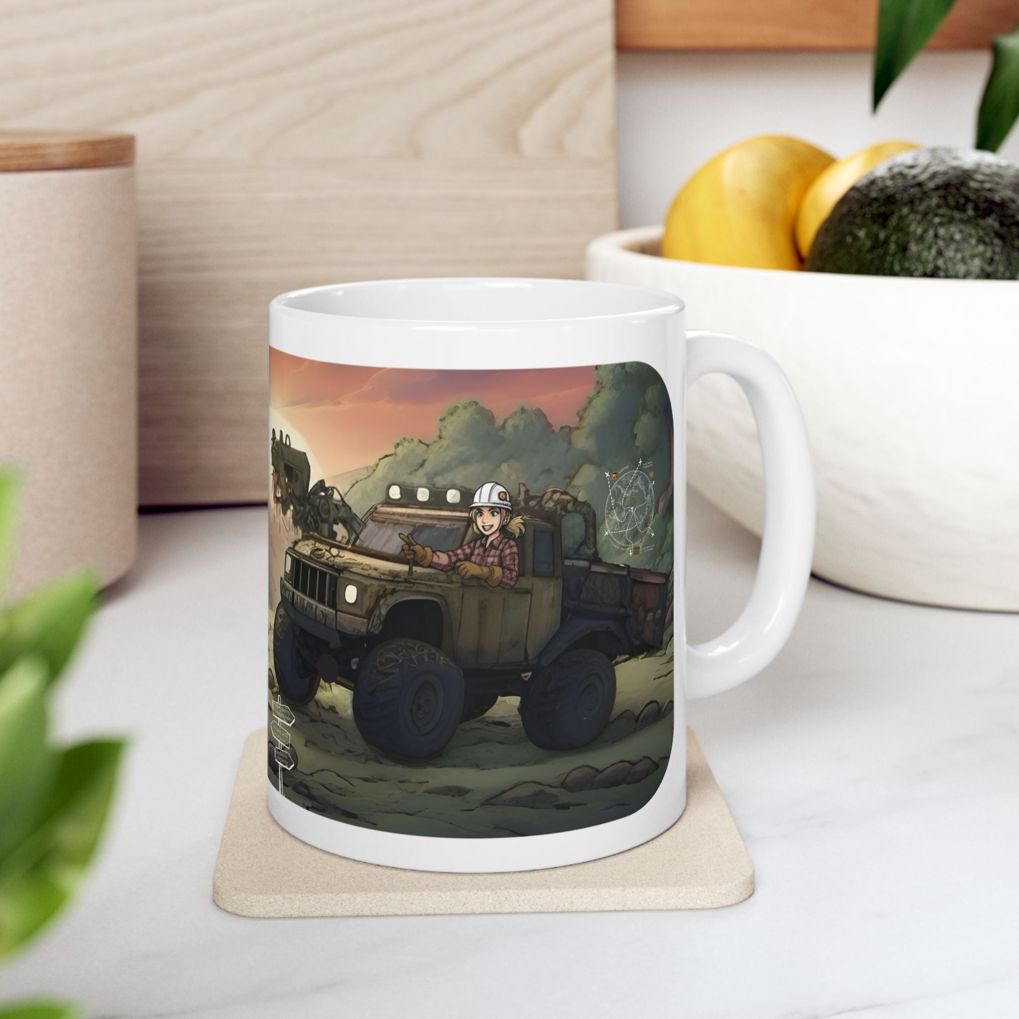 Adventure 4x4 Trucks #27, Utility and Salvage Workers White Ceramic Mug — Find Your Path To The Essentials Cup (11oz & 15oz)