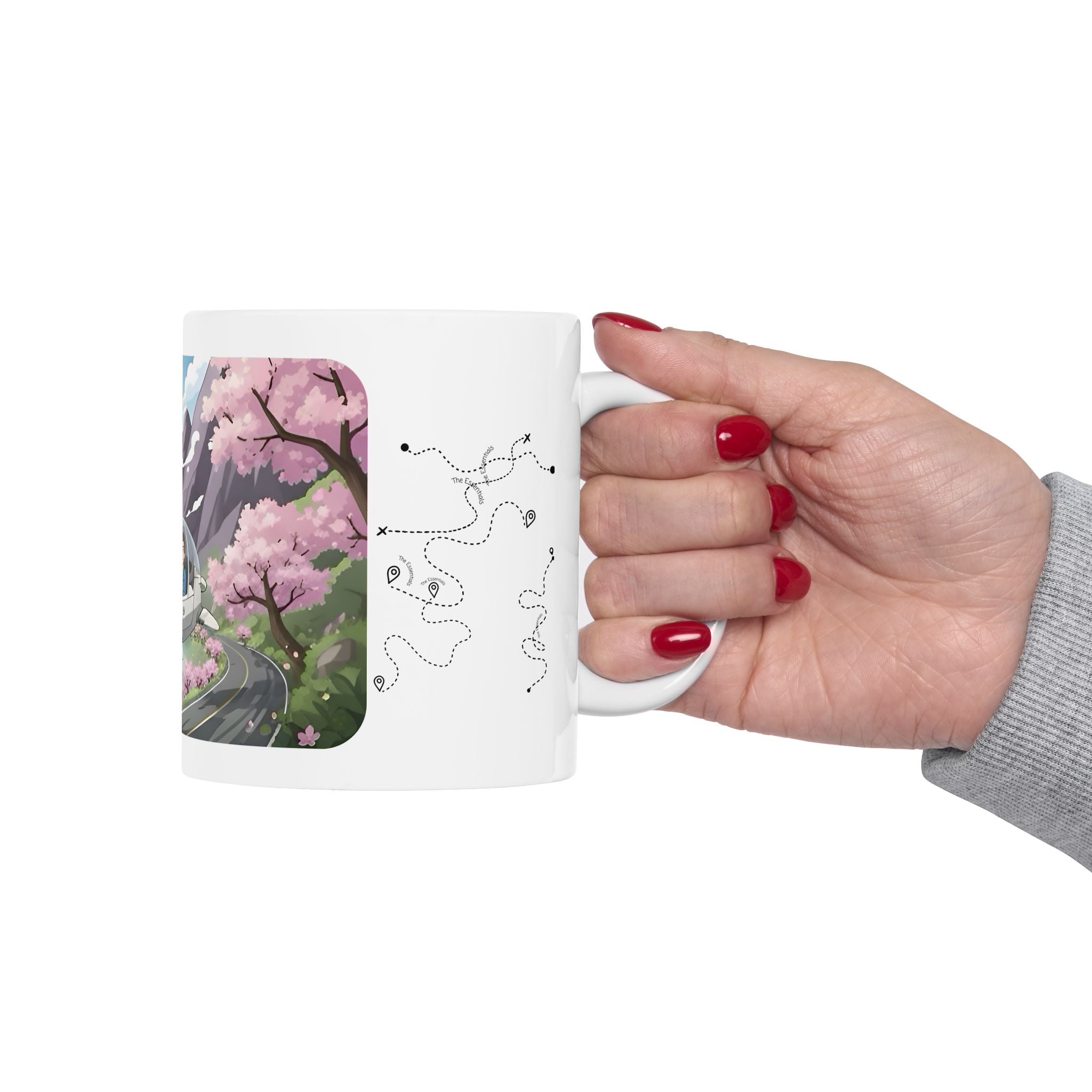 Sakura Mountain Vista White Ceramic Mug – Life’s Little Wonders Cup (11oz/15oz)