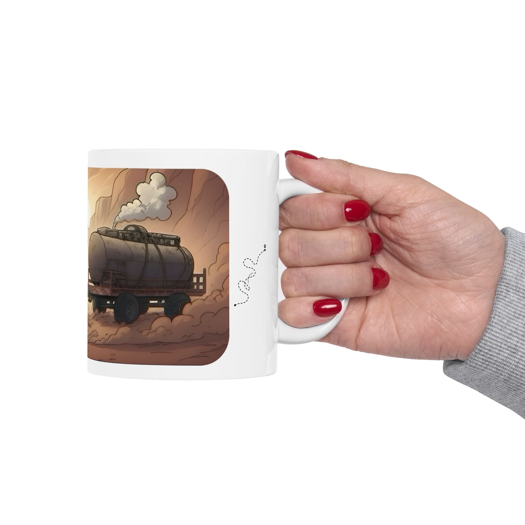 Adventure 4x4 Trucks #53, Grain Haulers White Ceramic Mug — Find Your Path To The Essentials Cup (11oz & 15oz)