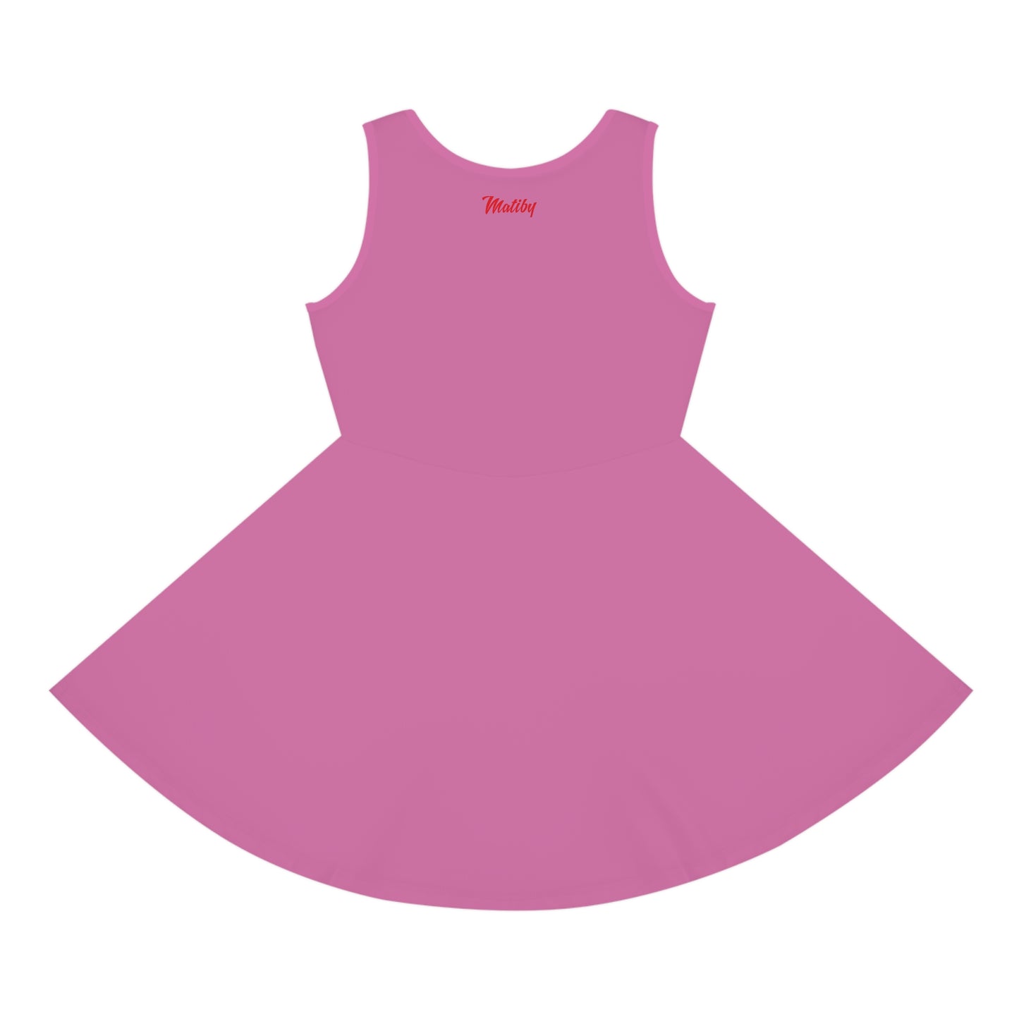 Girls' Light Pink Sleeveless Sundress (AOP)