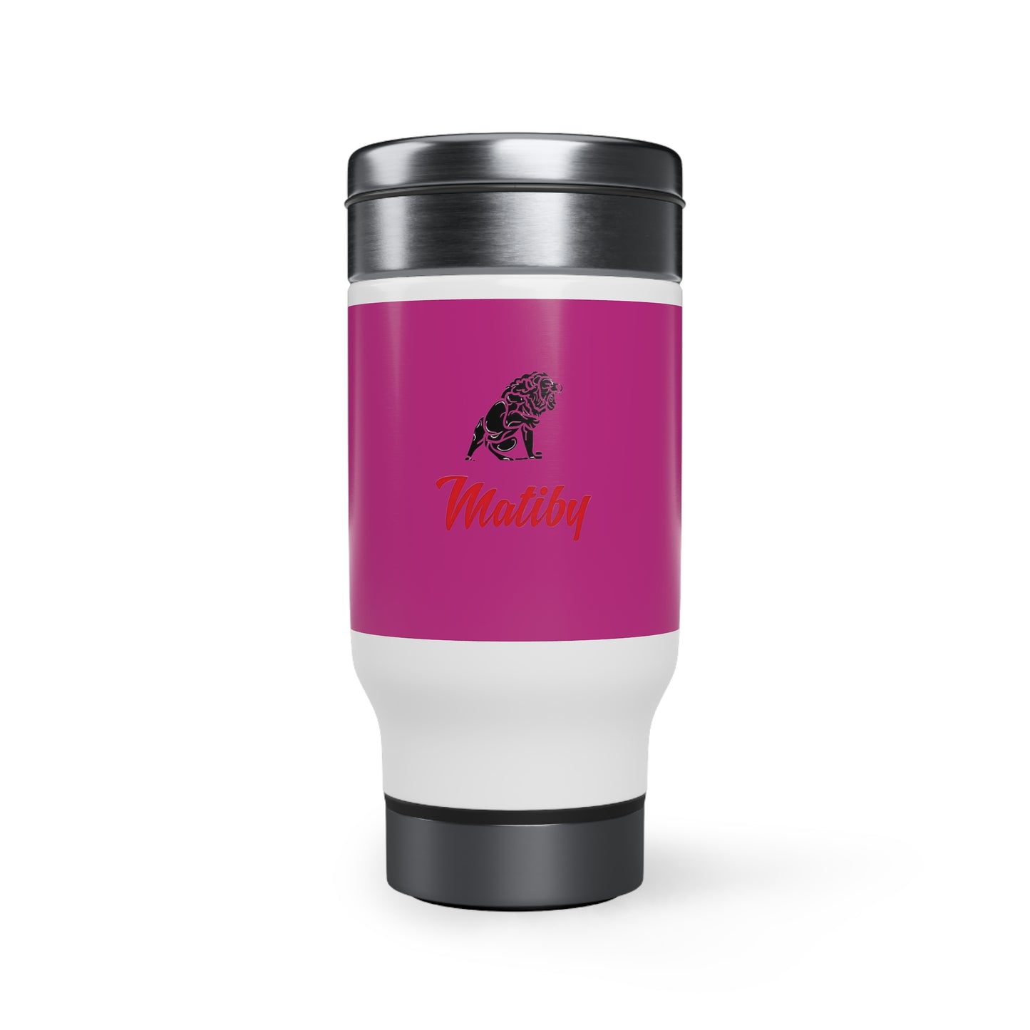 Pink Stainless Steel Travel Mug with Handle, 14oz