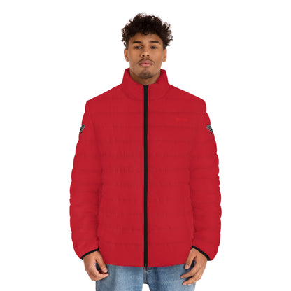 Men's Red Puffer Jacket (AOP)