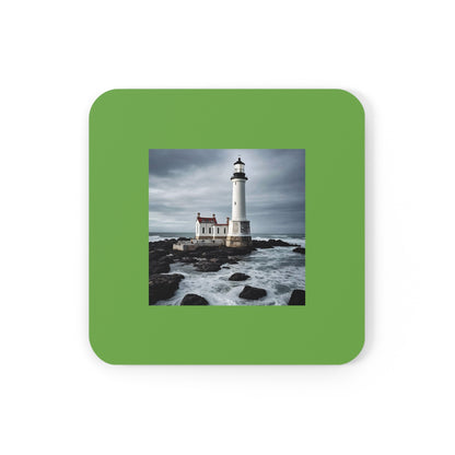 Matiby Lighthouse Green Cork Back Coaster