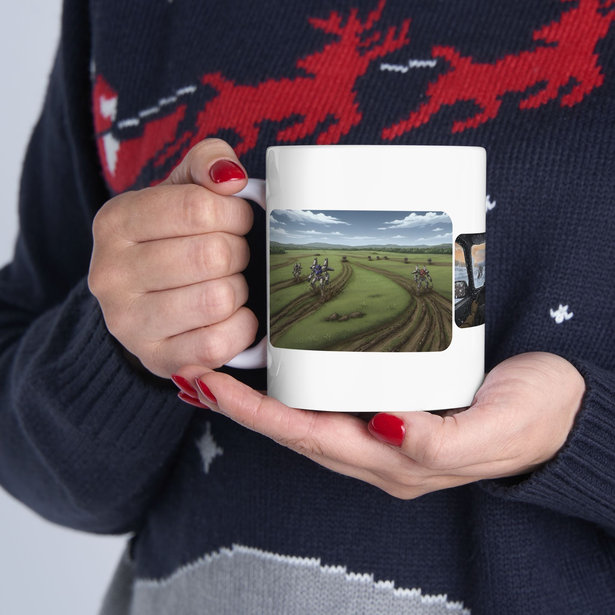 Mech Anime Racing Adventure White Ceramic Mug — Find Your Path To The Essentials Cup (11oz & 15oz)