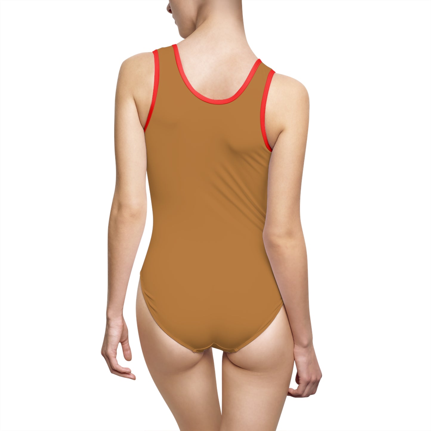 Women's Light Brown Classic One-Piece Swimsuit (AOP)