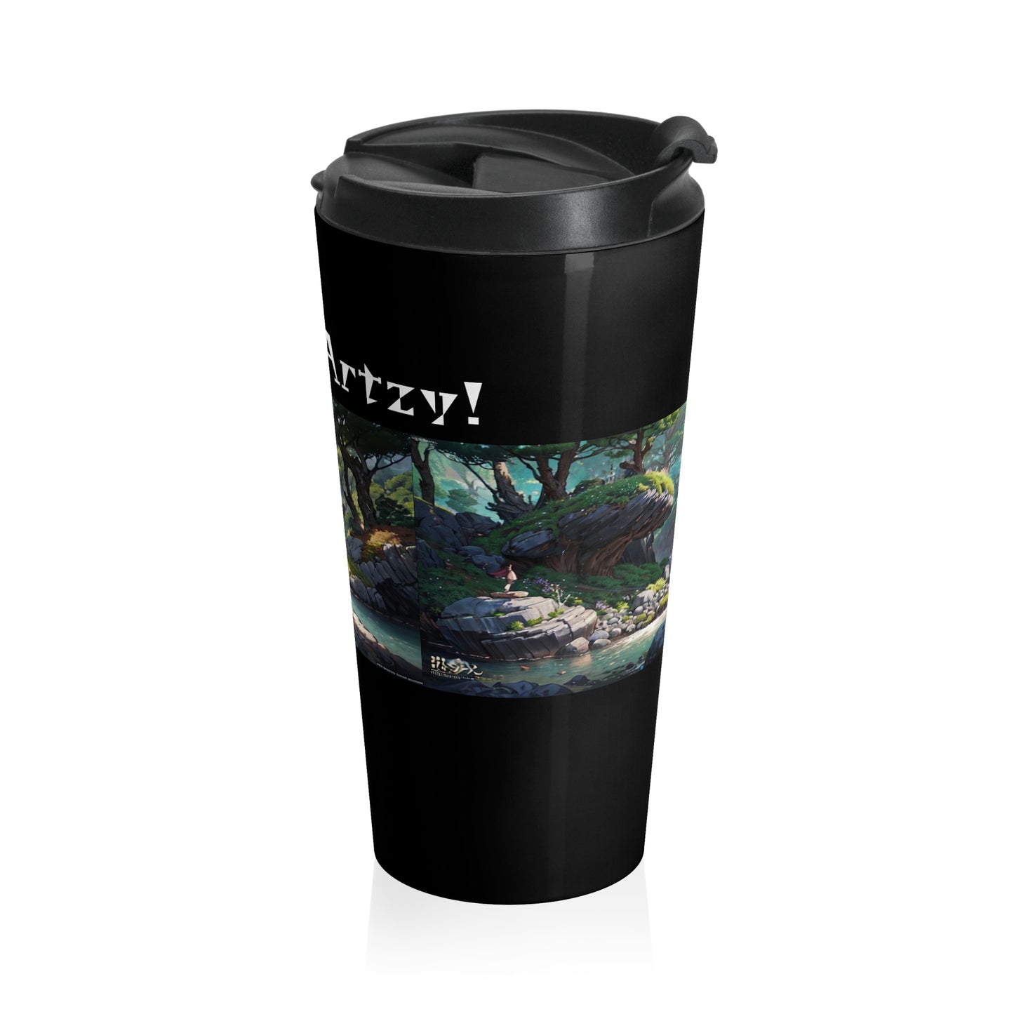 Artzy Stainless Steel Travel Mug, Black