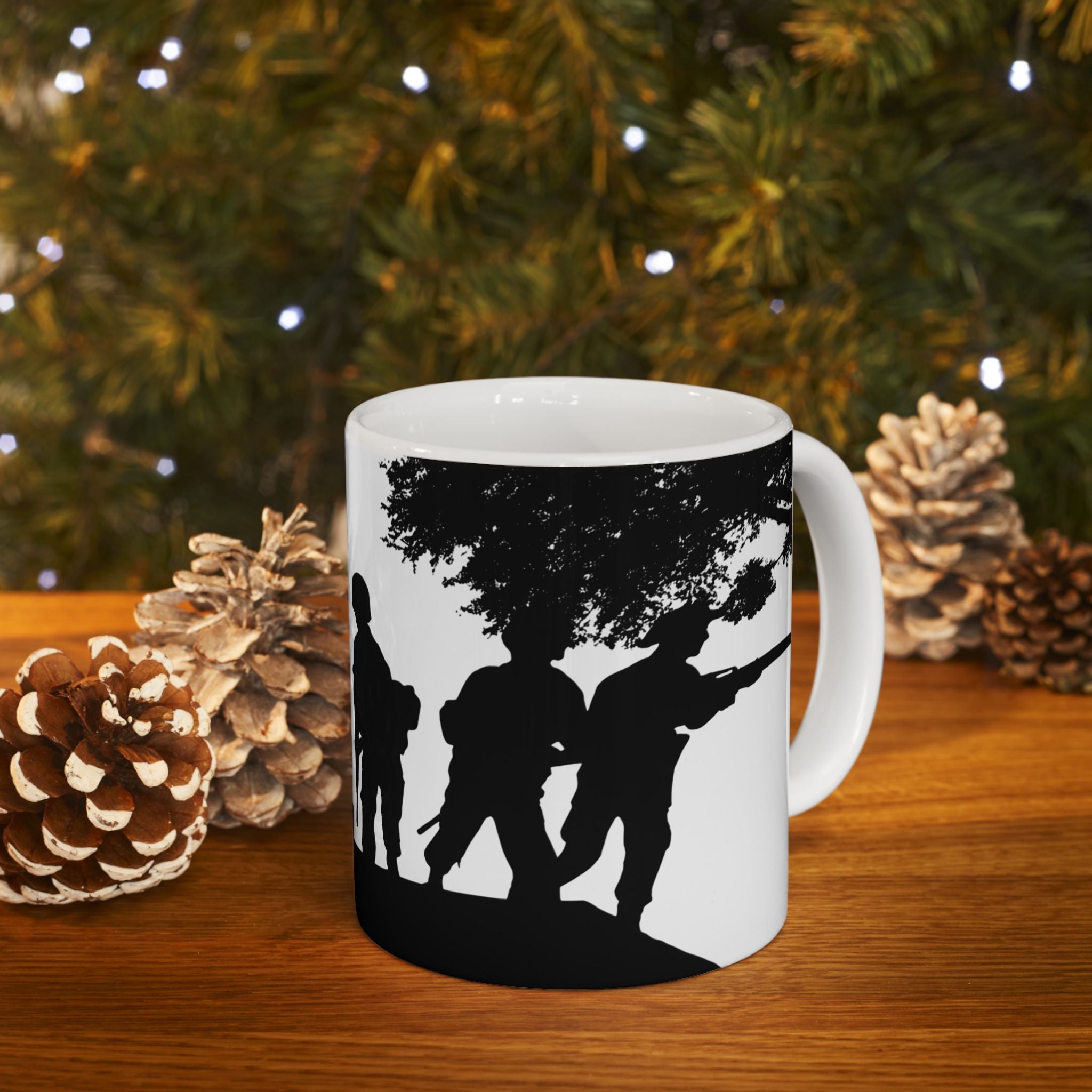 Patriotic Camaraderie Military Silhouette White Ceramic Mug – Teamwork Duty Quiet Strength Cup (11oz, 15oz)