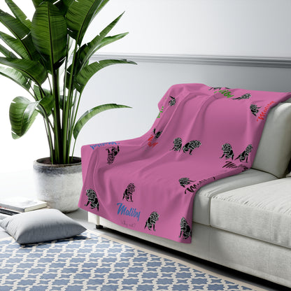 Matiby Lion Pink Sherpa Fleece Blanket