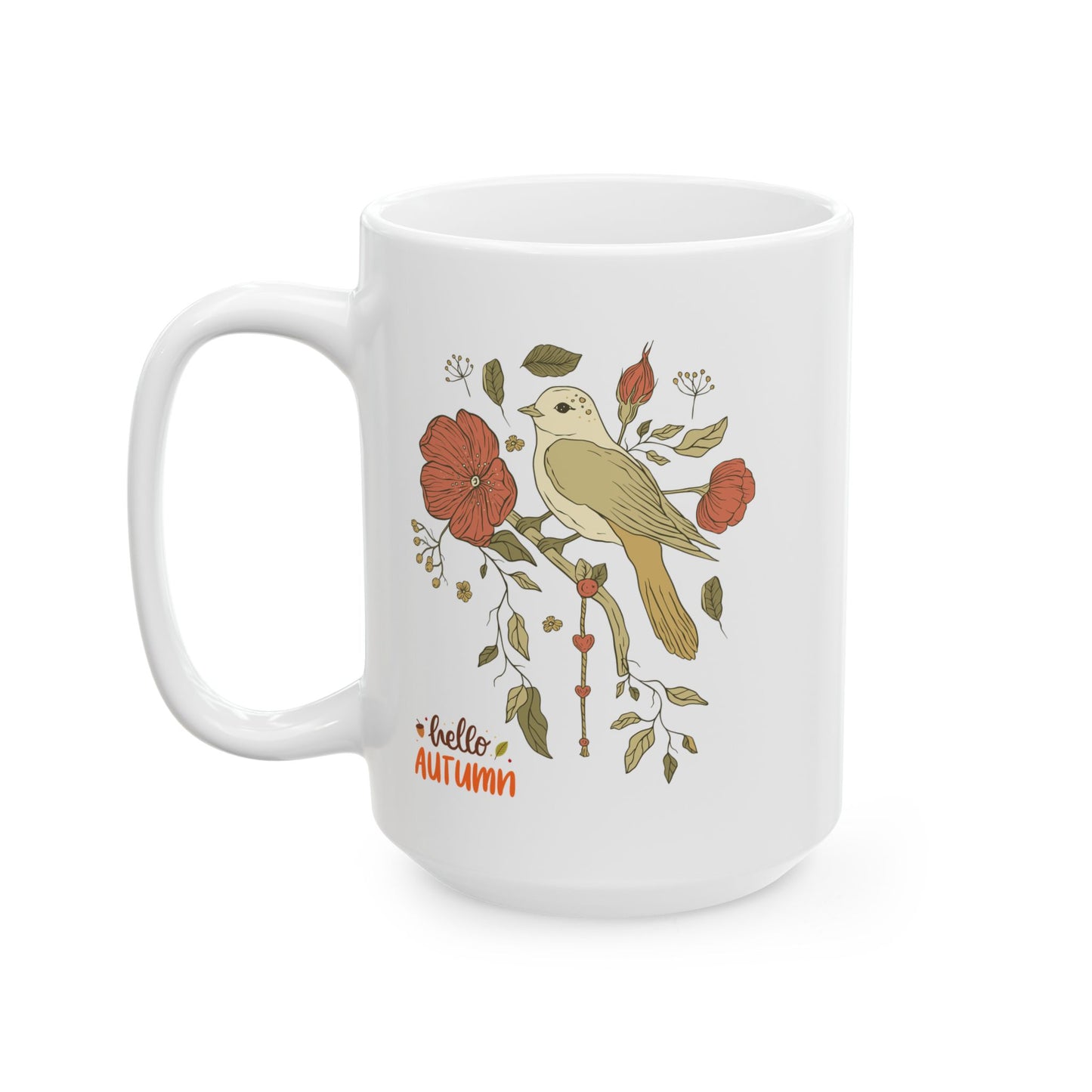 Journeys Hello Autumn Seasons of Change Ceramic Mugs, Gifts for Pet Lovers, Mugs for Bird Lovers, Cute Seasonal Mugs, Mug for All Occasions, Thanksgiving Mug