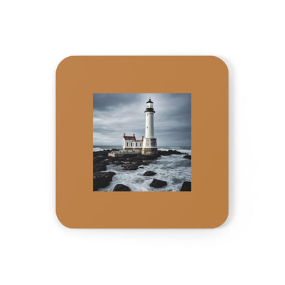 Matiby Lighthouse Light Brown Cork Back Coaster