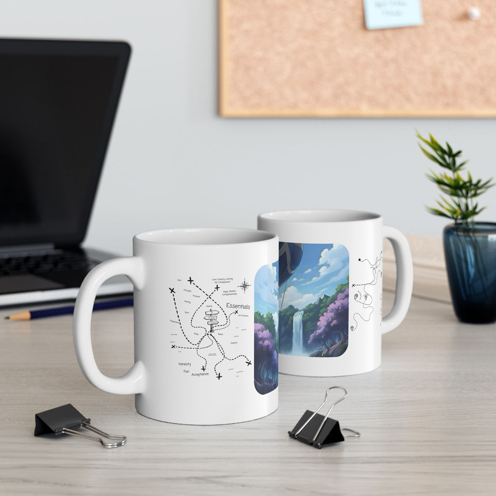 Hot Air Balloon Adventure #4 White Ceramic Mug — True Wealth, Adventure, & Creativity Cup (11oz/15oz)