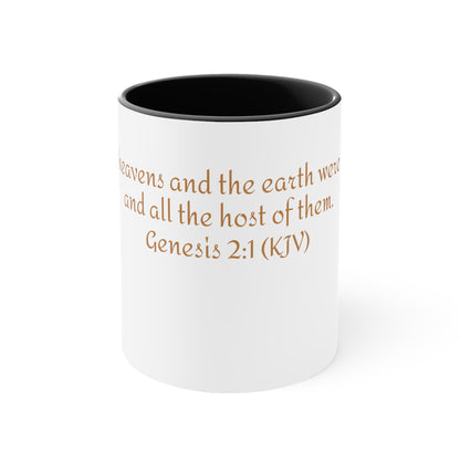 Bible Speaks Gen 2:1 Accent Mug, 11oz