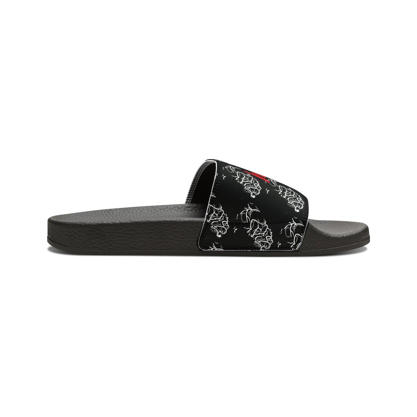 Matiby Lion Men's Black PU Slide Sandals