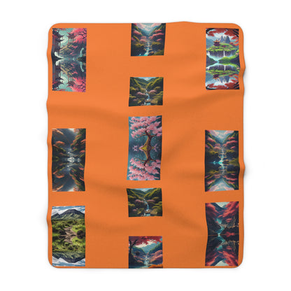 Artzy Scenic Orange Sherpa Fleece Blanket