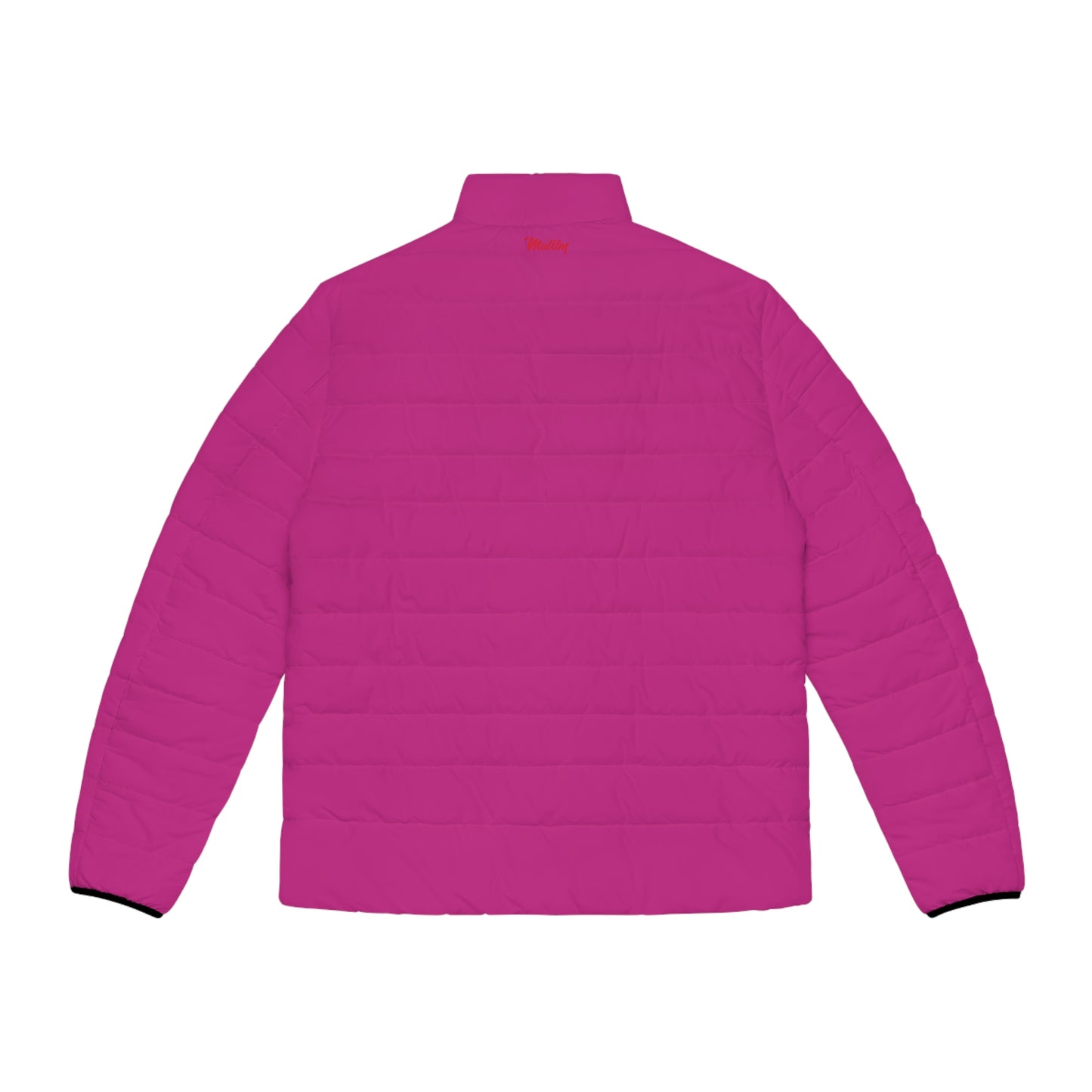 Men's Dark Pink Puffer Jacket (AOP)