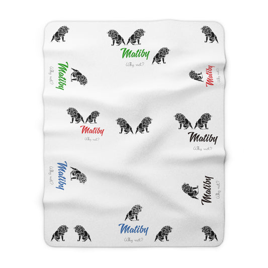 Matiby Lions White Sherpa Fleece Blanket