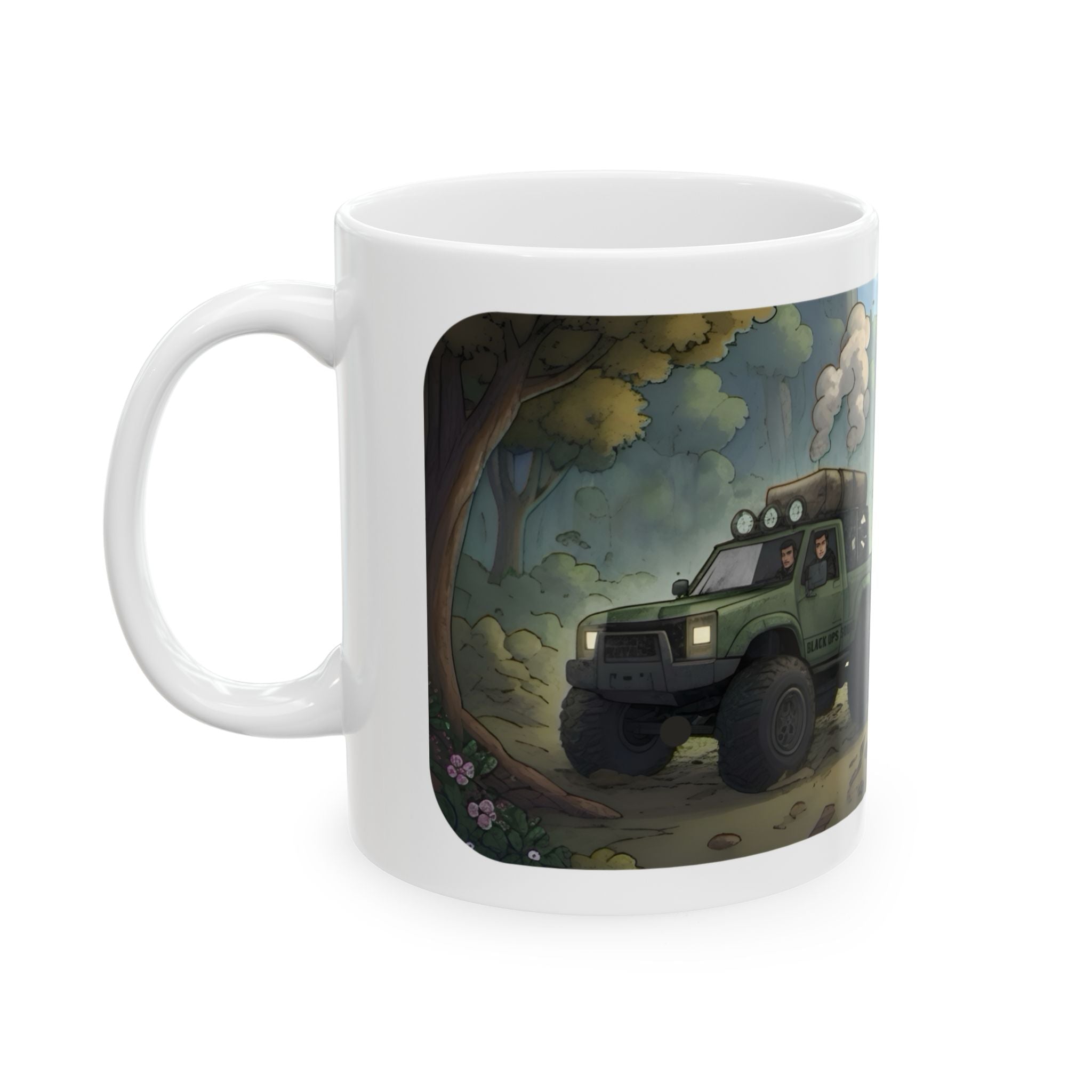 Adventure Trucks #2, Black Ops Squad White Ceramic Mug — Find Your Path To The Essentials Cup (11oz & 15oz)
