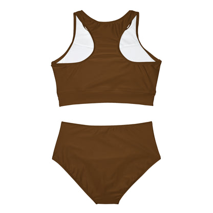 Brown Sporty Bikini Set (AOP)