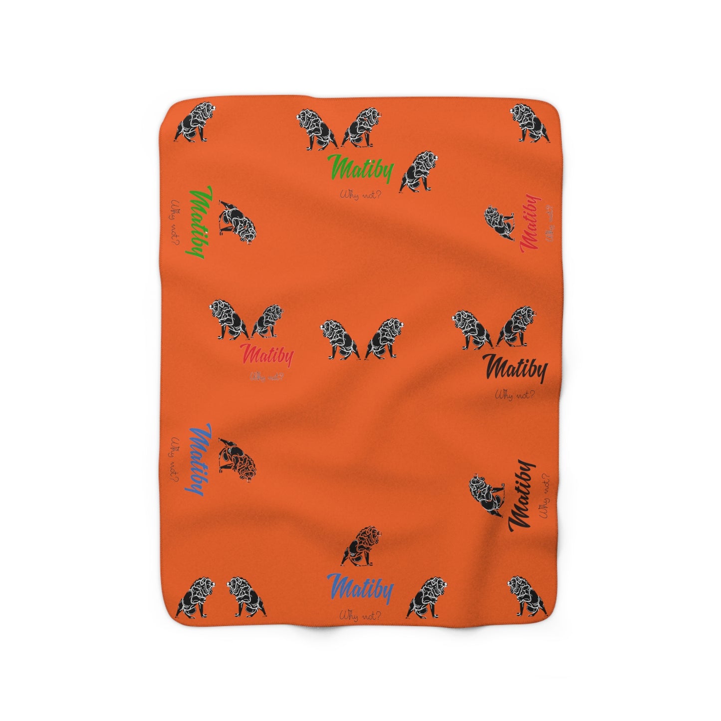 Matiby Lion Orange Sherpa Fleece Blanket