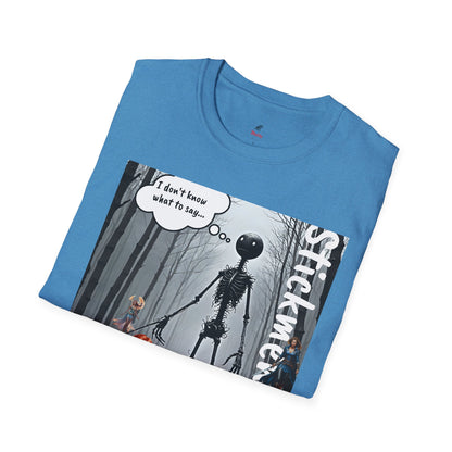 Stickmen World Unisex Softstyle T-Shirt, Fantasy Women Shirt, Men's Dream Shirt, Heroic Fantasy Shirt, Humorous Tee, Men Love Strong Women, Strong Females Sarcastic Tee