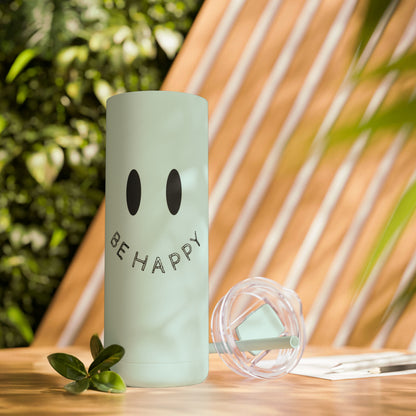 "Be Happy" Smiley Face Maars Maker Skinny Matte Tumbler, 20oz