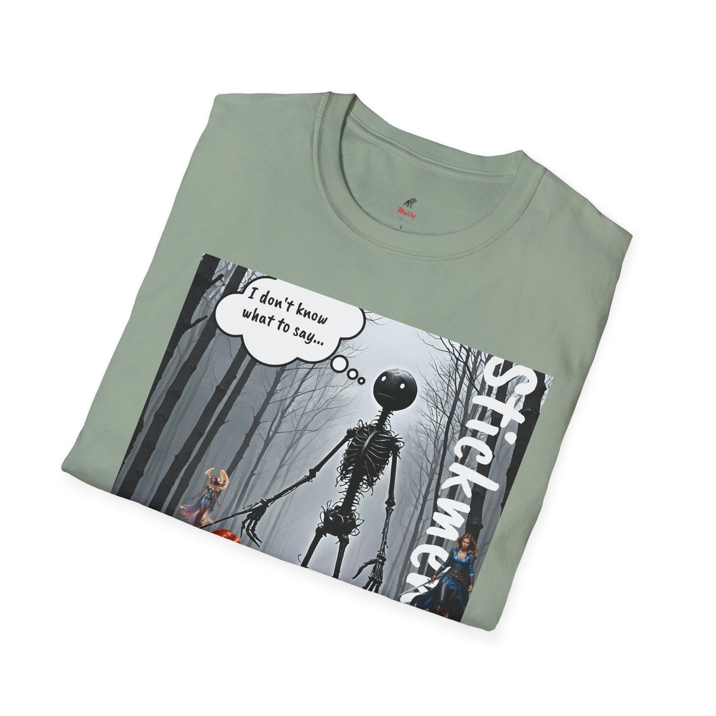 Stickmen World Unisex Softstyle T-Shirt, Fantasy Women Shirt, Men's Dream Shirt, Heroic Fantasy Shirt, Humorous Tee, Men Love Strong Women, Strong Females Sarcastic Tee