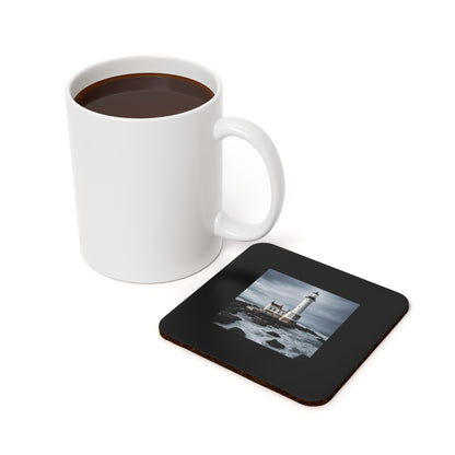 Matiby Lighthouse Black Cork Back Coaster