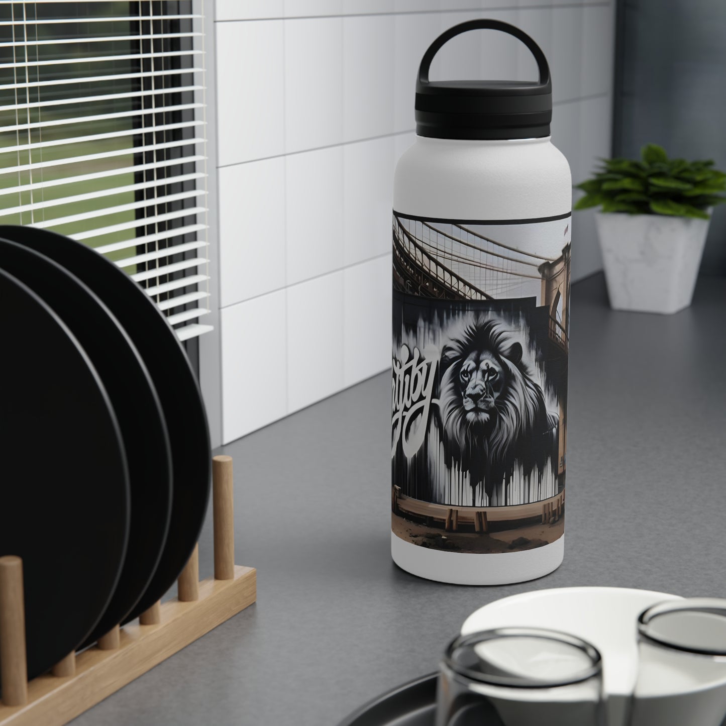 Matiby Matiffi Stainless Steel Water Bottle, Handle Lid