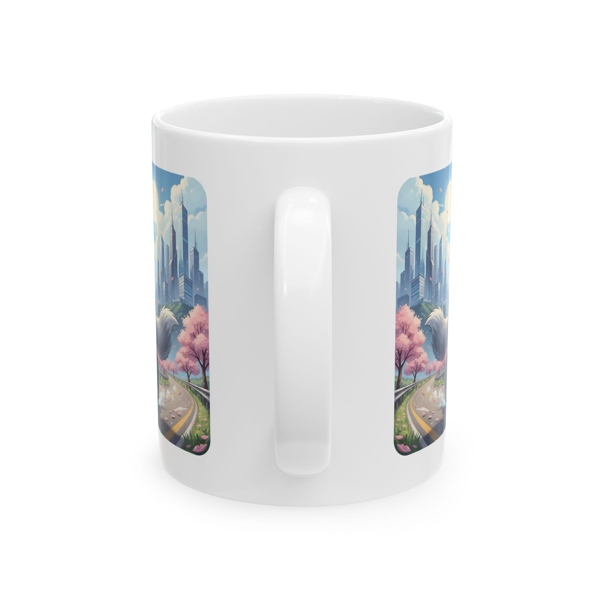 Kawaii Gray Fox Biker Wild & Free White Ceramic Mug — Sip & Ride Fox Moto Joy Cup, 11oz & 15oz