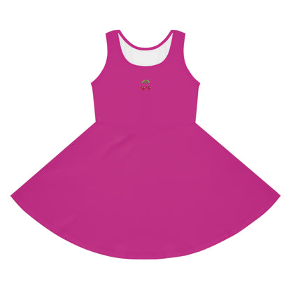 Girls' Pink Sleeveless Sundress (AOP)