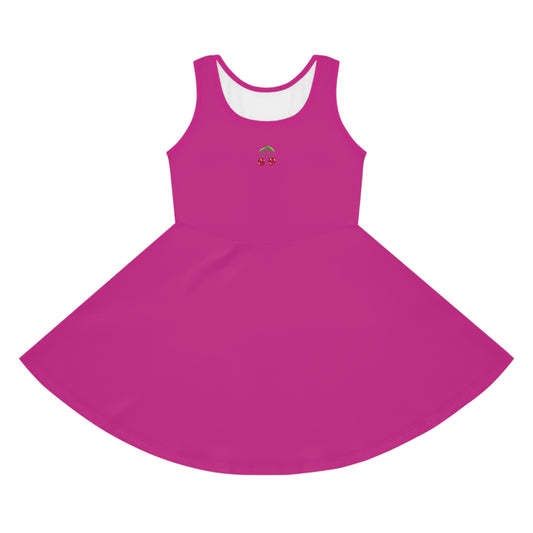 Girls' Pink Sleeveless Sundress (AOP)