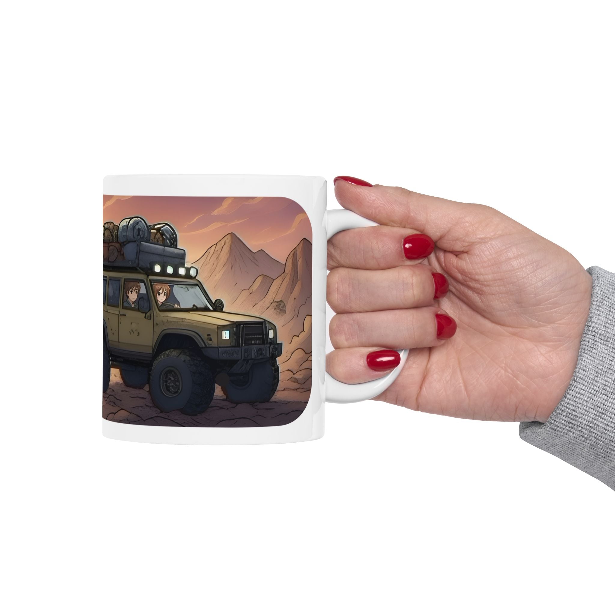 Adventure 4x4 Trucks #44, Globe Trekkers White Ceramic Mug — Find Your Path To The Essentials Cup (11oz & 15oz)