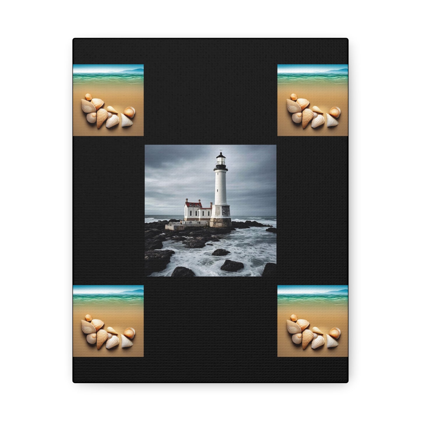 Lighthouse Black Canvas Gallery Wraps