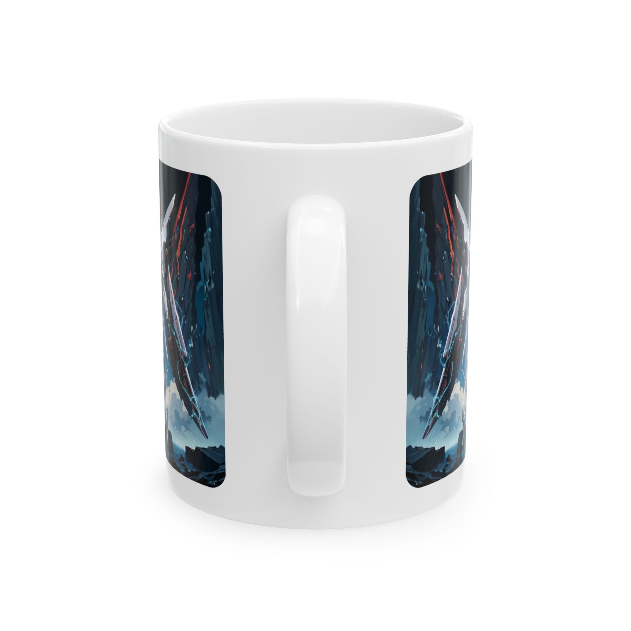 Sentience Rising MEK-EVA13X26 Prototype White Ceramic Mug | Sci-Fi NeoSentinel Uprising