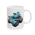 'The Meks' Sci‑Fi Mech Robot #8 White Ceramic Mug (11oz & 15oz), Mech Squad Tank Cup