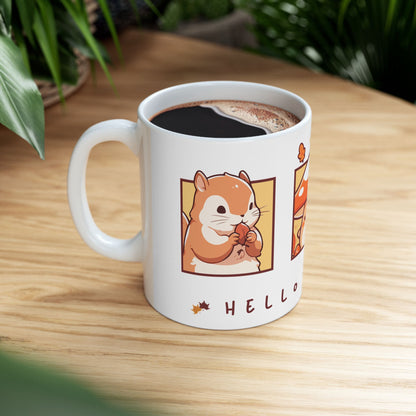 Journeys Hello Autumn Seasons of Change Ceramic Mugs, Gifts for Pet Lovers, Mugs for Animal Lovers, Cute Seasonal Mugs, Mug for All Occasions, Thanksgiving Mug