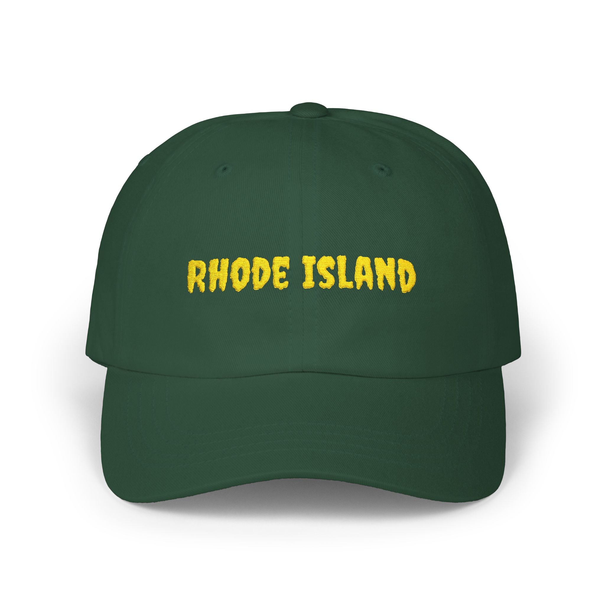Rhode Island United States of America Gold Embroidered Classic Dad Cap | RI 13th USA Baseball Hat