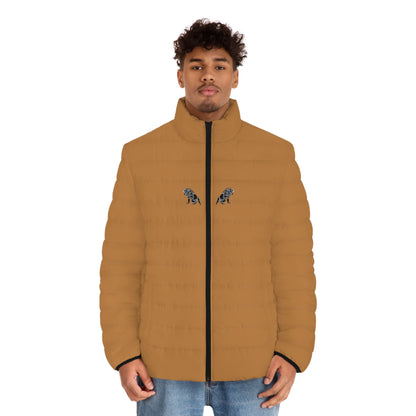 Men's Light Brown Puffer Jacket (AOP)