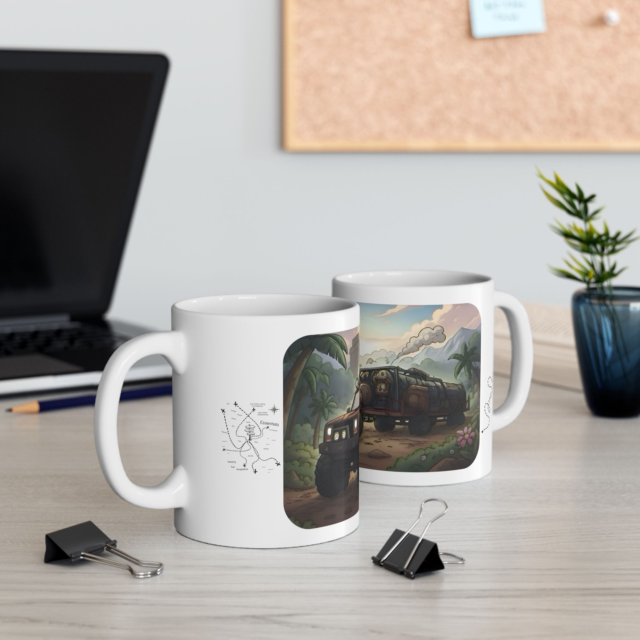Adventure 4x4 Trucks #56, Off-Road Cross Country Haulers White Ceramic Mug — Find Your Path To The Essentials Cup (11oz & 15oz)